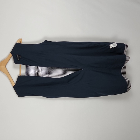 NWOT Banana Republic Preppy Navy and Metallic Silver Stripe Shift Dress Size 12 - Picture 12 of 16